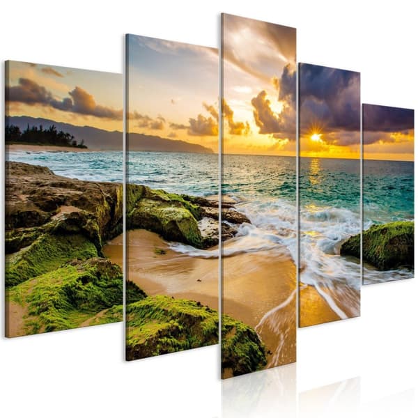 Canvas Tavla - Turquoise Sea (5 delar) Wide