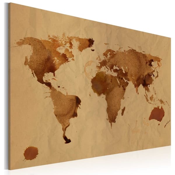 Canvas Tavla - Världen målad med kaffe