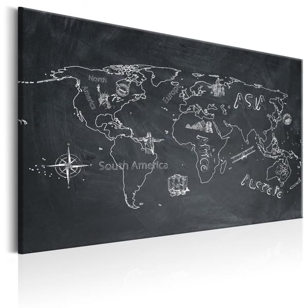 Canvas Tavla - World Map: Travel broadens the Mind