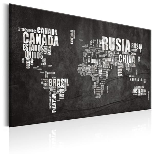 Canvas Tavla - World Map: Mundo Negro
