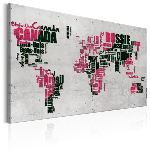 Canvas Tavla - World Map: The French Connection (FR)