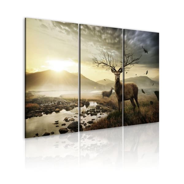 Canvas Tavla - Deer with a tree-like antlers
