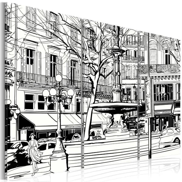 Canvas Tavla - Skiss över parisiskt torg