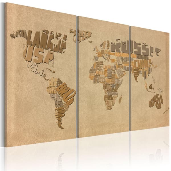 Canvas Tavla - Gamla världskarta - triptyken