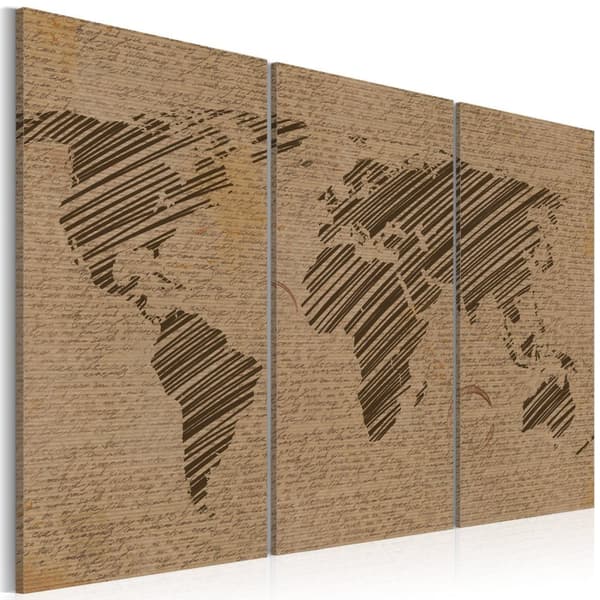 Canvas Tavla - Anteckningar från World - Triptych