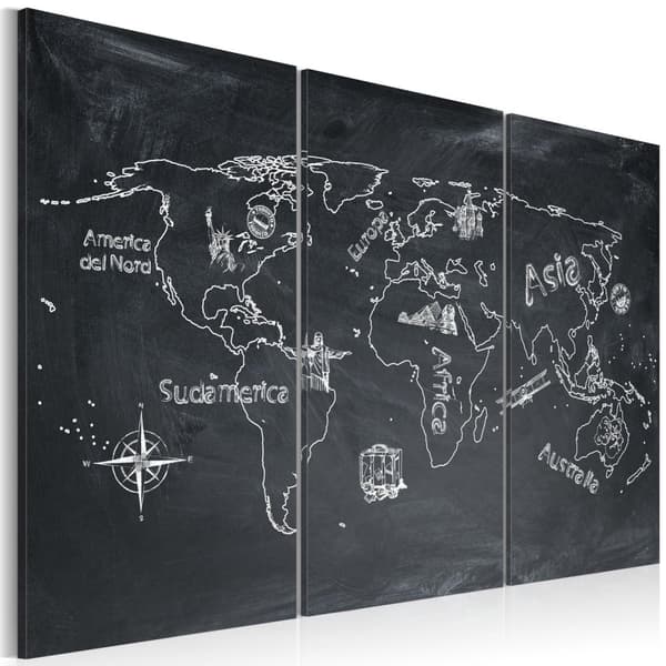 Canvas Tavla - Geografi lektion (italienska språket) - Triptych
