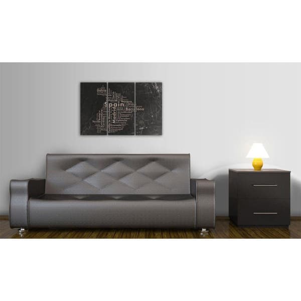 Canvas Tavla - Text map of Spain on the blackboard - triptych