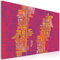 Miniatyrbild 1 av 4: Canvas Tavla - Text karta över Sverige (rosa bakgrund) - Triptych