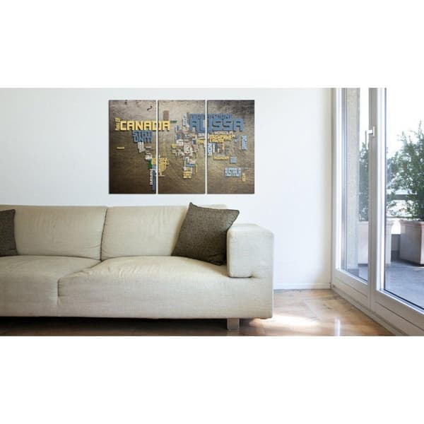 Canvas Tavla - Karta över världen (italienska språket) - Triptych