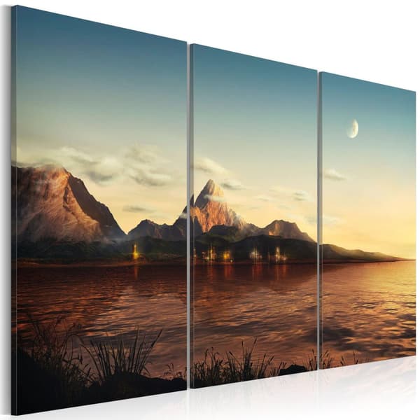 Canvas Tavla - Varm kväll i fjällen