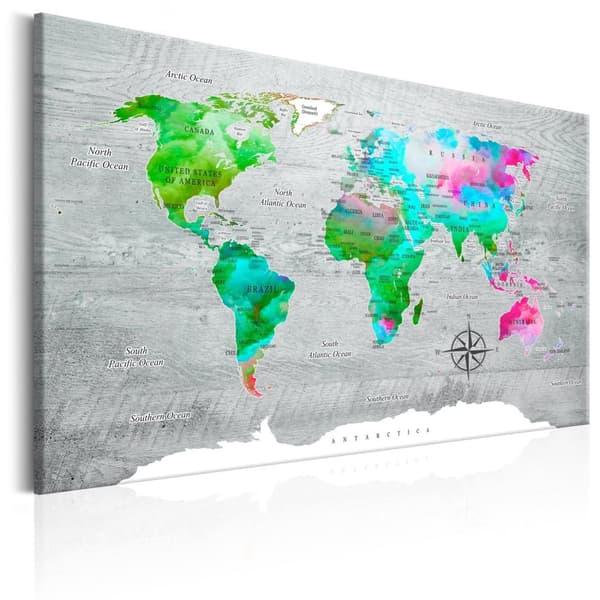Canvas Tavla - World Map: Green Paradise 120x80