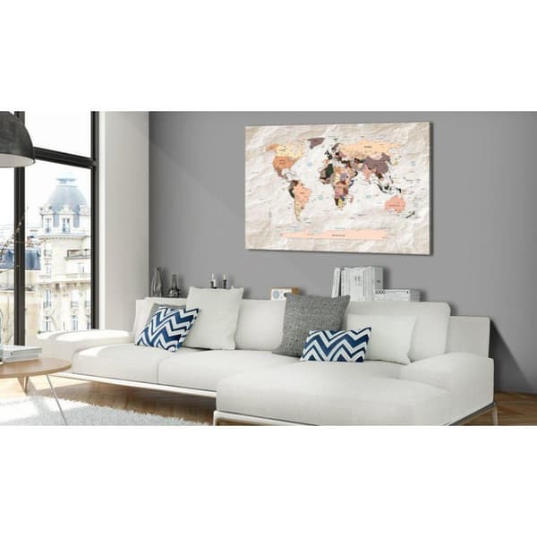 Canvas Tavla - World Map: Stony Oceans