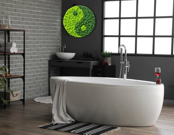 Moss Image Round Decoration Living Room Soveværelse Badeværelse Vægdekoration Moss Living Bevaret 40 cm Yin Yang Green