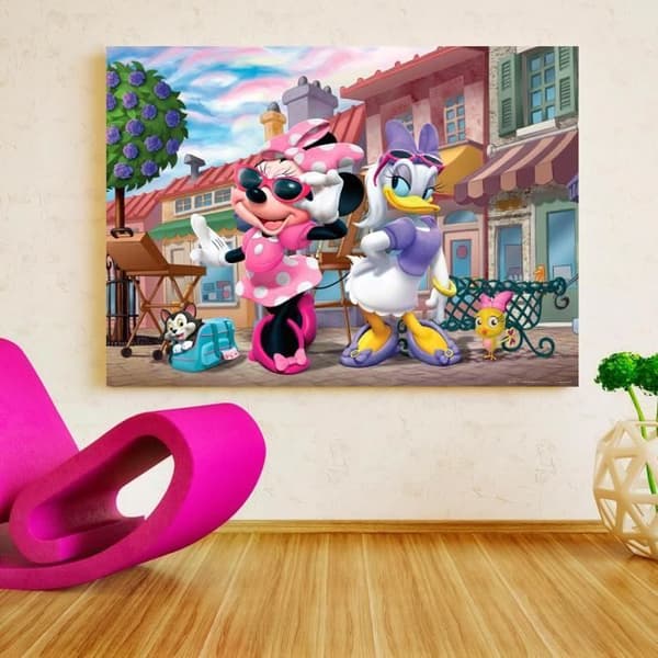 Minnie and Daisy Disney Poster - AG DESIGN - Digital kvalitet - H 115 x L 160 cm - Rosa - Väggdekoration