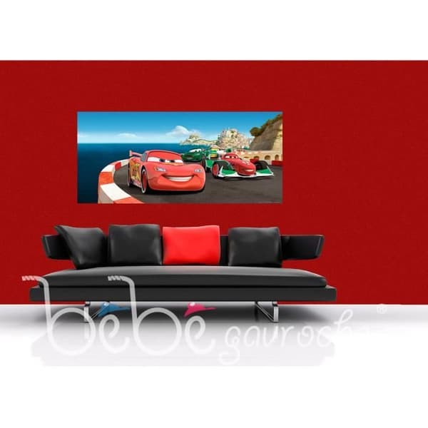 Gigantisk affisch - Disney - Bilar på bana - H 90 x L 202 cm - Mångfärgad - Lätt att sätta upp