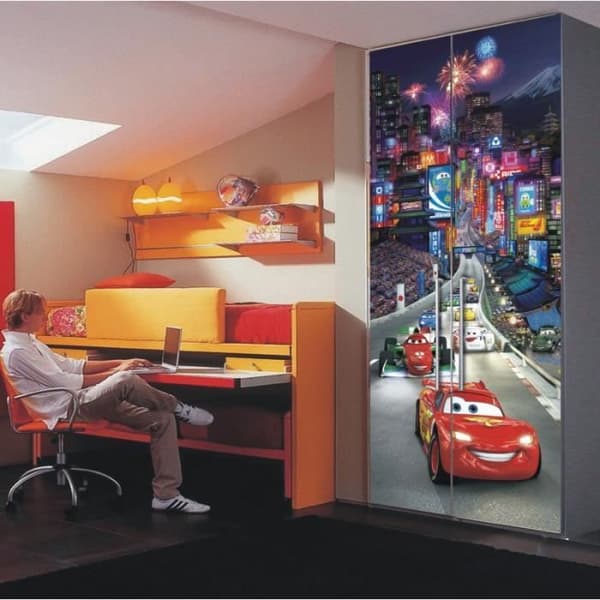 Jätteaffisch Bilar Japan Disney Collection - Lightning Mcqueen - Röd - Sovrum - Kartong - Papper - Rektangulär