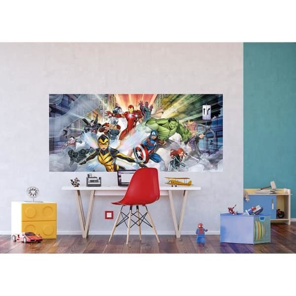 Jätteaffisch - non-woven Disney Marvel Avengers i strid - 202 cm x 90 cm Flerfärgad