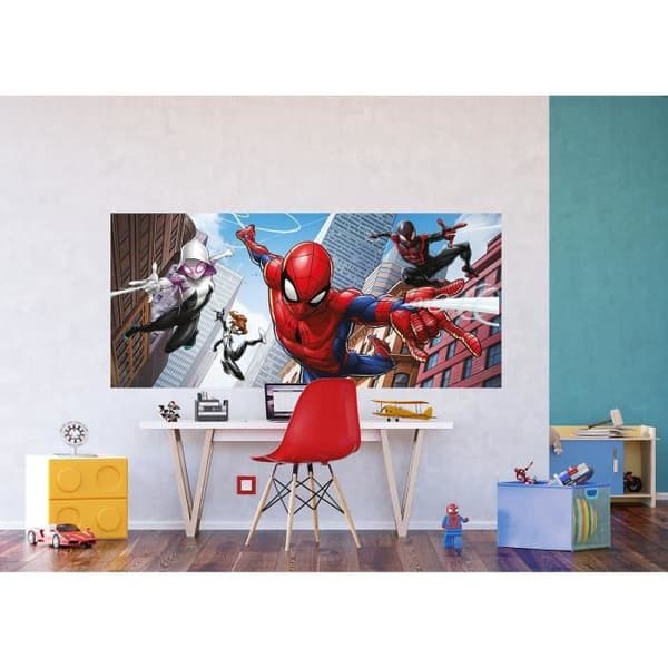Gigantisk affisch - Marvel - Avengers Spiderman Miles Morales - 4 karaktärer som flyger - Flerfärgad