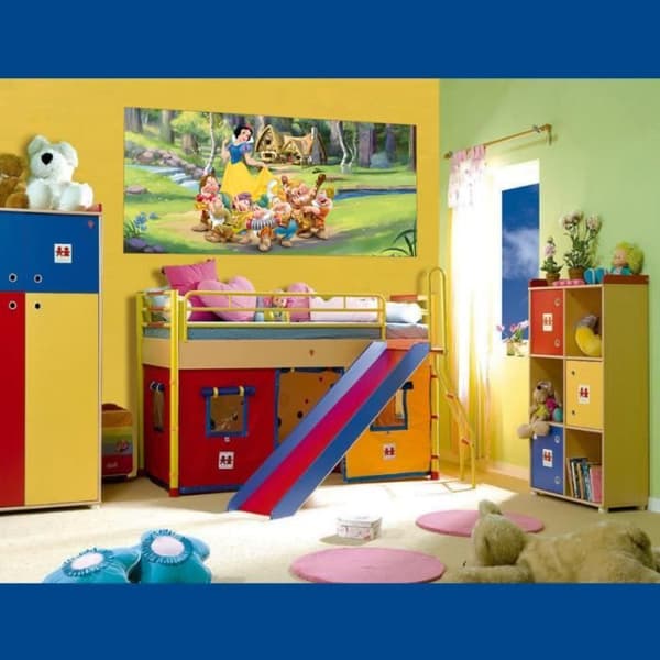 Disneyaffisch Snow White and the 7 Dwarfs - Gul - Sovrum - Kartong - Papper - Rektangulär