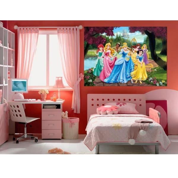 XXL Disney Princess Poster - Slott - Askungen - Aurora - Belle - Rapunzel - Tiana - Snövit
