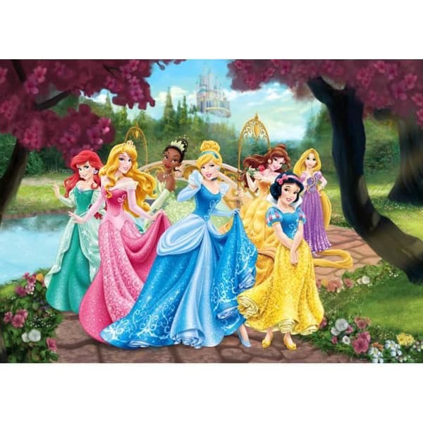 XXL Disney Princess Poster - Slott - Askungen - Aurora - Belle - Rapunzel - Tiana - Snövit