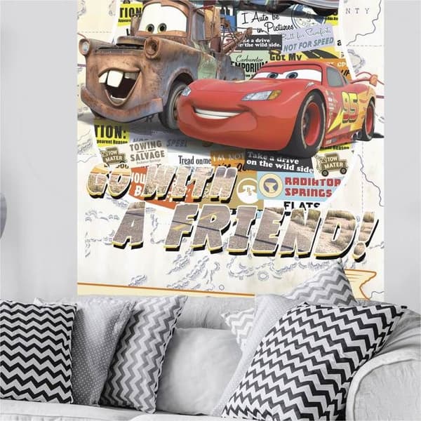 Gigantisk tapet utan väv - Disney Pixar - Bilar - H 200 x L 120 cm - Flerfärgad - Lätt att sätta upp