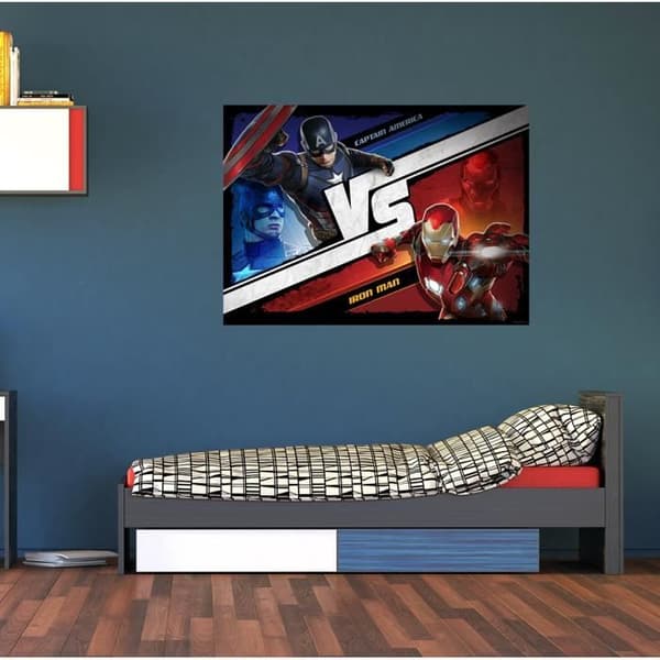 Gigantisk affisch - Marvel - Captain America vs Iron Man - H 115 x L 160 cm - Väggdekoration - Tvättbar
