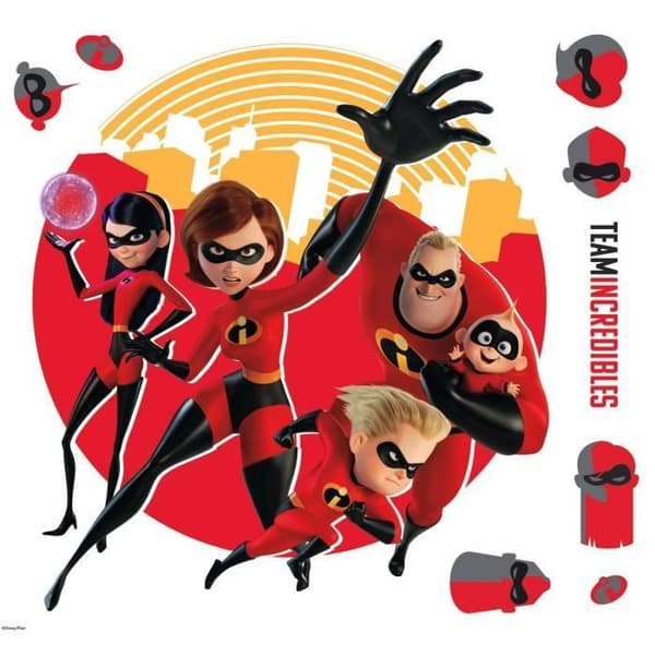 Jätte omplacerbar klistermärke The Incredibles 2 DISNEY - 3,3 cm, 2,54 cm x 37,85 cm, 40,89 cm