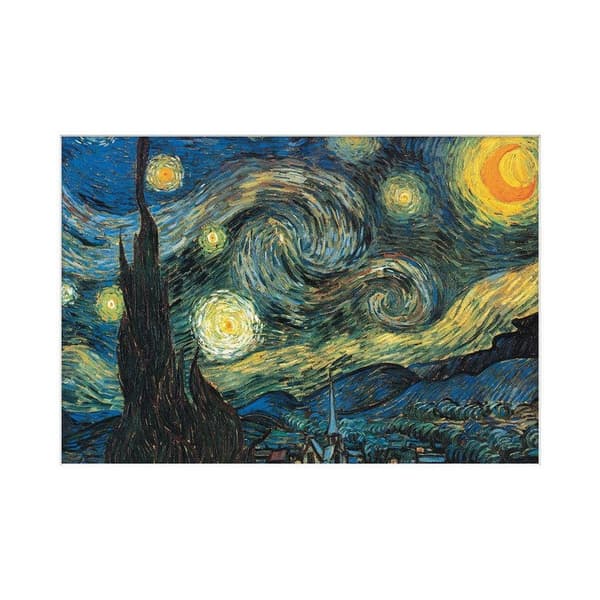 Vincent Van Gogh Starry Night Paper Mounted Print Blue/Yellow/Brown 30cm x 40cm