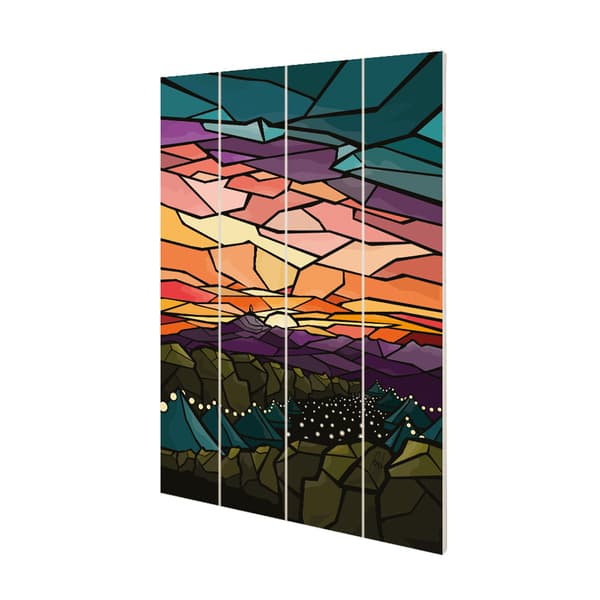 Georgina Westley Glastonbury Stained Glass Wood Plaque Multicoloured 40cm x 59cm