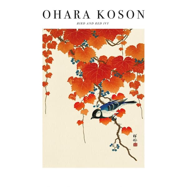 Ohara Koson Bird And Red Ivy Paper Print