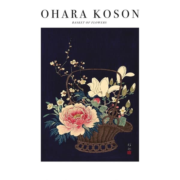 Ohara Koson Basket Of Flowers Paper Print