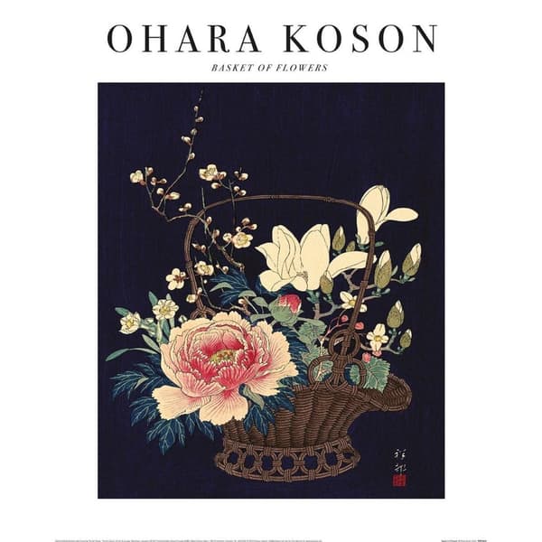 Ohara Koson Basket Of Flowers Paper Print