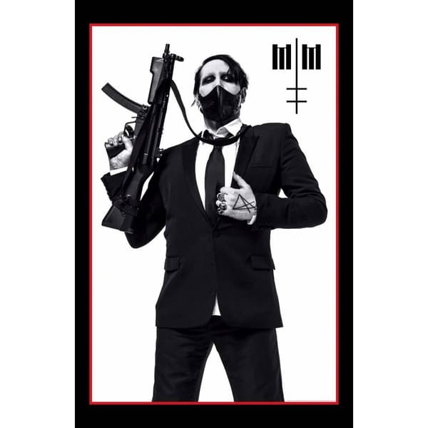 Marilyn Manson Maskingevär Textil Poster Black/White 106cm x 70cm