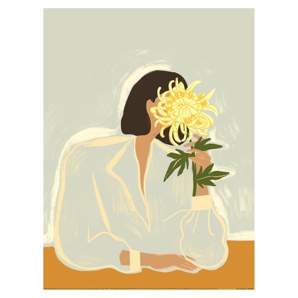 Arty Guava The Crysanthemum Paper Print Off White/Beige/Brown 40cm x 30cm