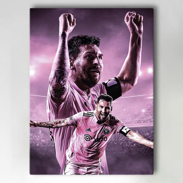 Lærredsbillede / Lærredstryk - Messi - Inter Miami - 40x30 cm - Lærred