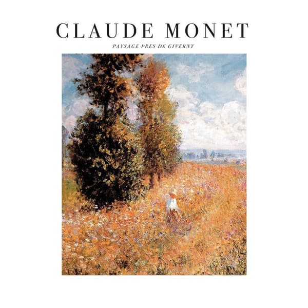 Claude Monet Paysage Pres De Giverny Print Blue/Green/Brown 40cm x 50cm