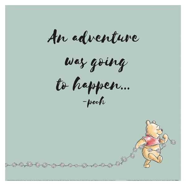 Winnie The Pooh An Adventure Was Going To Happen Paper Print Green/Black/Orange 40 x 40cm