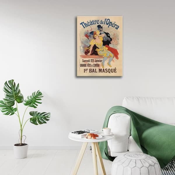 Legendarte - Vintage Opera Theatre konstnärlig affisch. Maskeradbal - Målning, Tryck På Duk cm. 50x70