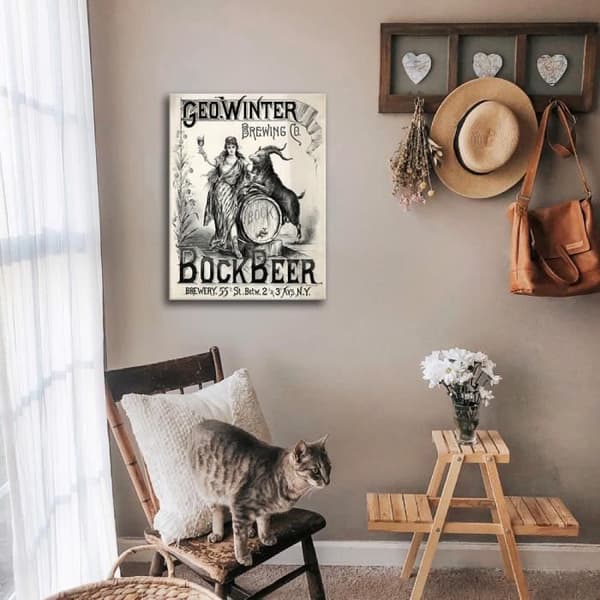 Legendarte - Vintage Geo Advertising Poster. Winter Brewing Co. - Målning, tryck på duk cm. 50x70