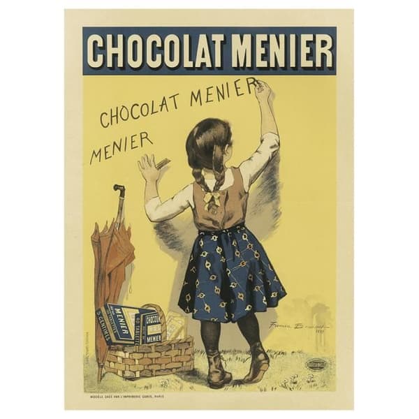 Legendarte - Vintage konstnärlig affisch Chocolat Menier - Målning, tryck på duk cm. 50x70