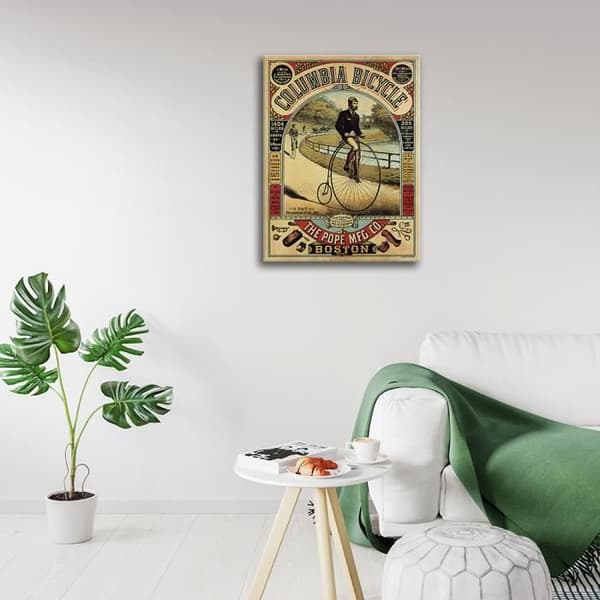 Legendarte - Vintage reklamaffisch Columbia cykel - målning, tryck på duk cm. 50x70