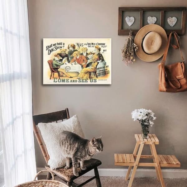 Legendarte - Vintage reklamaffisch Ska vi hålla en hundutställning - Målning, Canvastryck cm. 50x70
