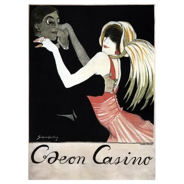 Legendarte - Vintage Odeon Casino Reklamaffisch - Målning, Canvastryck cm. 50x70
