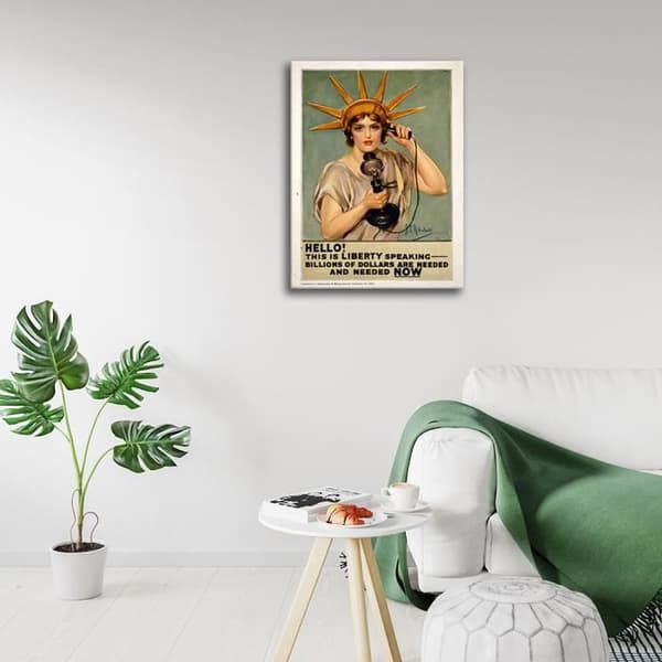 Legendarte - Vintage War Propaganda Poster Hello This Is Liberty Speaking - Målning, tryck på duk cm. 50x70