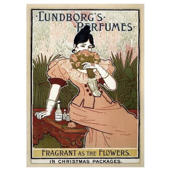 Legendarte - Vintage Reklamaffisch Lundborgs Parfymer - Målning, Print On Canvas cm. 50x70