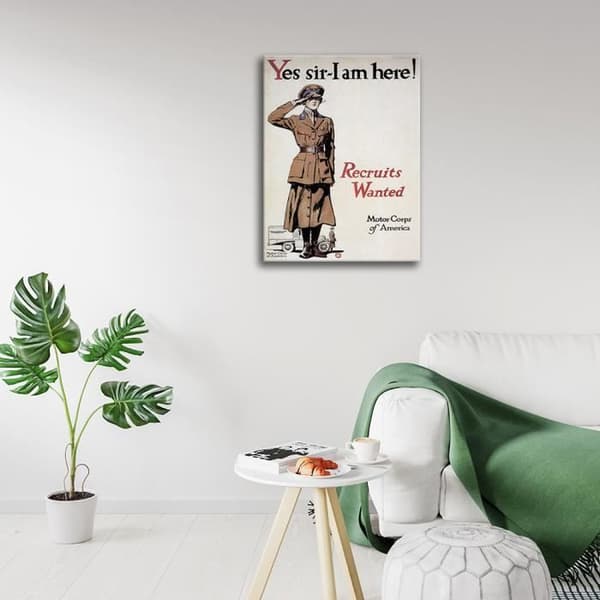 Legendarte - Vintage War Propaganda Poster Yes Sir - I Am Here! - Målning, tryck på duk cm. 50x70