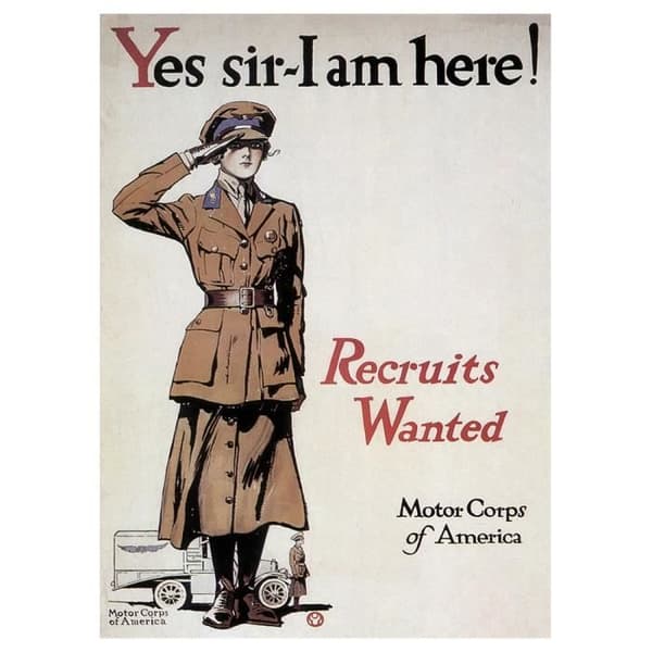 Legendarte - Vintage War Propaganda Poster Yes Sir - I Am Here! - Målning, tryck på duk cm. 50x70