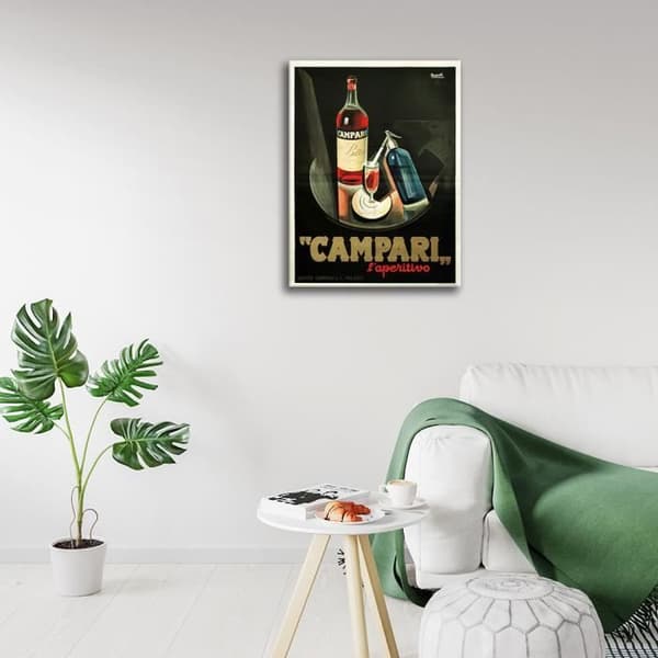 Legendarte - Vintage Campari reklamaffisch - målning, tryck på duk cm. 50x70