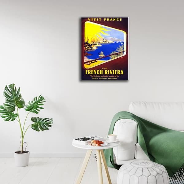 Legendarte - Vintage franska rivieran turistaffisch - målning, tryck på duk cm. 50x70